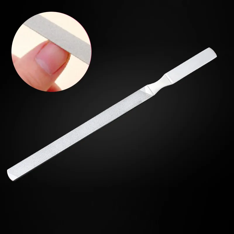 

ELECOOL 1pc Professional Stainless Steel Nails File Long Size High Grade Steel Double Sided Nail Art Tool
