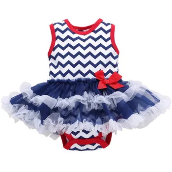 

2019 Newborn Baby Girls Dress Summer Sleeveless Patchwork Wave Striped Colorful Headband Outfit Clothes 2PCS Candy Color Match
