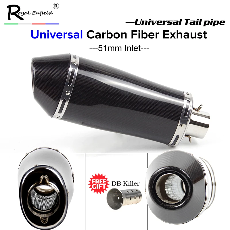 

Universal exhaust muffler carbon fiber akrapov escape moto with DB killer sticker for fz6 zx6r cbr1000 K7 K8 k11 Z250 tmax530 R6