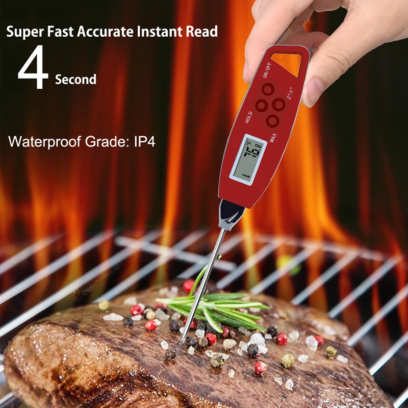 EAAGD водонепроницаемый мгновенное чтение мяса барбекю Кухонный Термометр-супер быстрый 4 секунды чтение-красный цифровой термометр для приготовления пищи