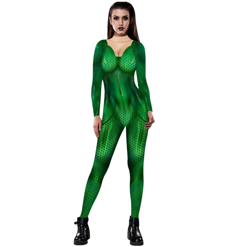N-olosllo, новинка, Женский Повседневный комбинезон, комбинезон с объемным цифровым принтом, зеленый, Женский Облегающий комбинезон, облегающий костюм для фитнеса