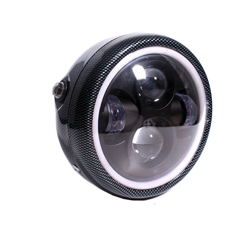

Carbon Black 6.5" Motorcycle Headlight LED Projection Lamp With Angel Ring 12V For Harley Sportster Cafe Racer Bobber Iron 883