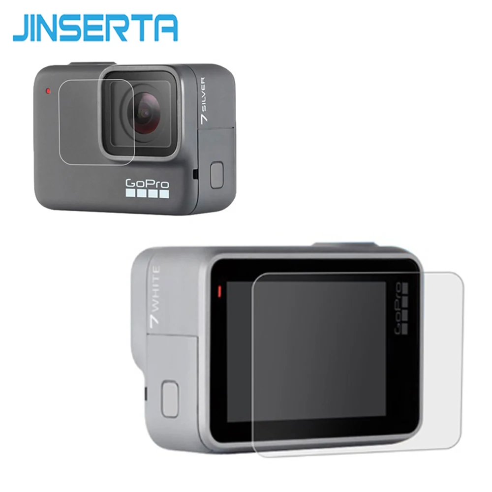 

JINSERTA 2pcs/lot Camera Screen Protector For GoPro7 White/Sliver Camera Front Lens LCD Screen Clear Film