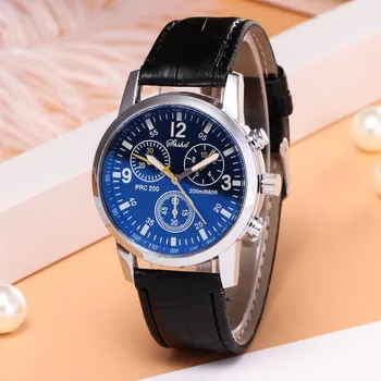 

Blue-ray glass neutral quartz simulates wrist epidermal Leather Strap watch Men's watch Wrist Party decoration Business Watch g