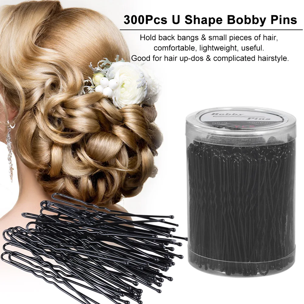 200 шт Bobby шпильки u-образной формы черные шпильки не скользят тонкие шпильки Bobby для женщин заколки для волос