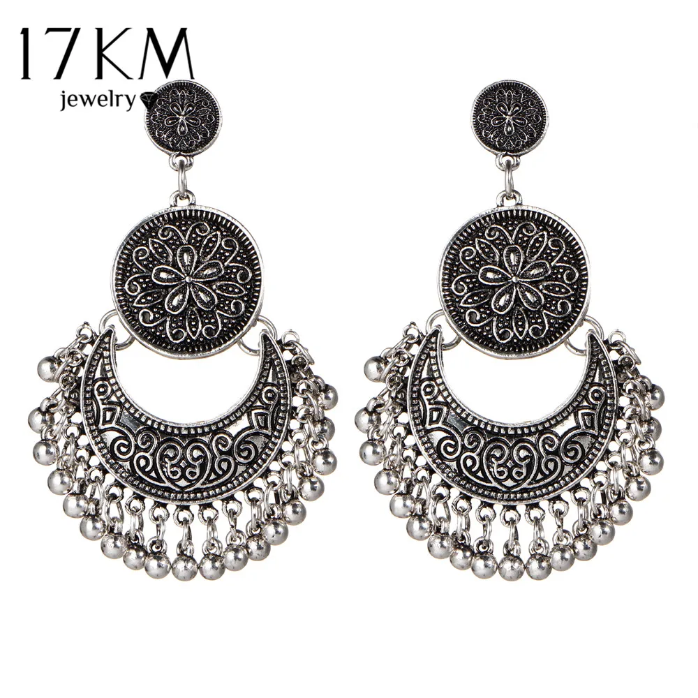 Vintage Big Flower Drop Earrings For Women 2018 Beads Tassel Peandant Ethnic Jewelry Punk Beads Earring Party boucle d'oreille