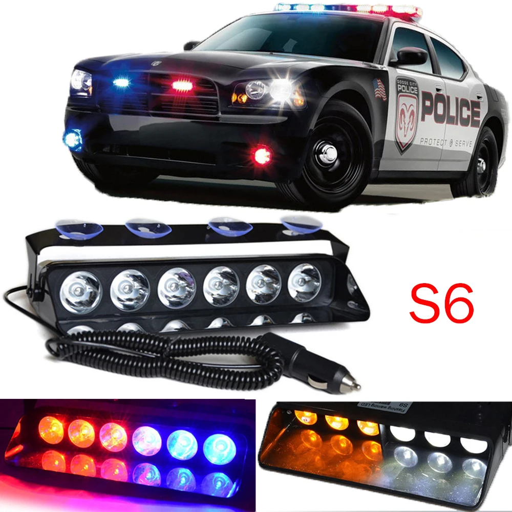 Buy 6 LED Windshield Warning Light Car Flashing