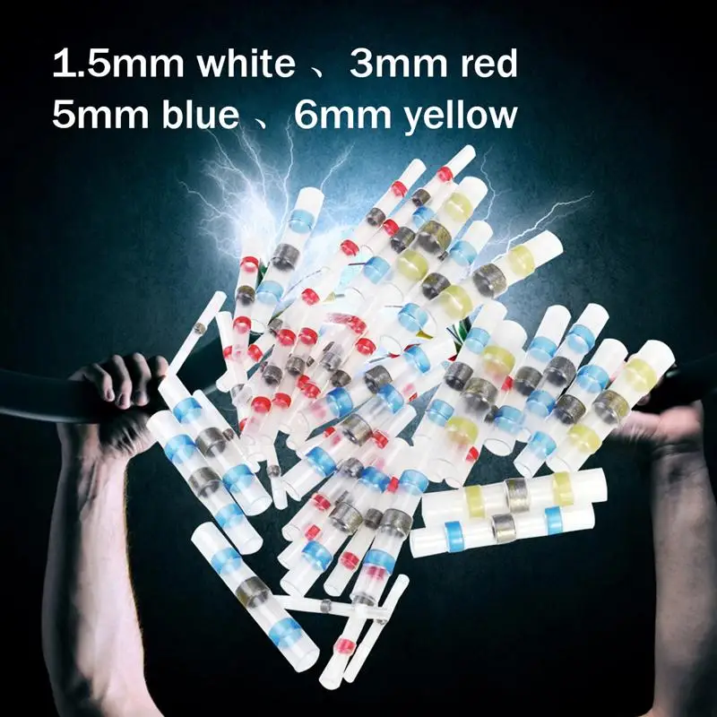 

WINOMO WINOMO50pcs/Pack 4 Sizes Waterproof Solder Sleeve Heat Shrink Tube Terminal Connectors Waterproof Butt Wire Crimp Connectors Terminals