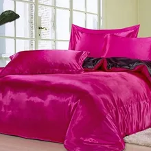 7 шт., черный, ярко-розовый Шелковый комплект постельного белья, атласные простыни, California king queen, полноразмерное одеяло, пододеяльник, кровать в сумке, спальня