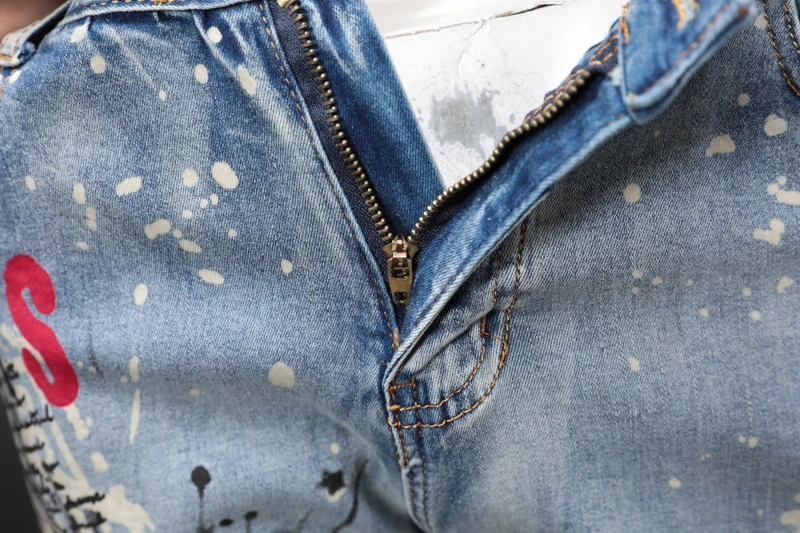 Лето животных печати джинсовые шорты мужские Одежда высшего качества Повседневное стрейч Свободные Длина выпрямленного колена джинсы