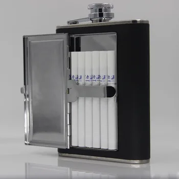 

Stainless steel 6oz hip flask with cigarette case set