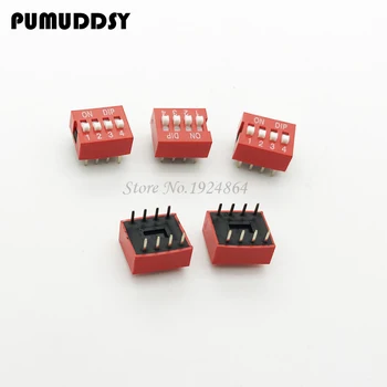 

10PCS DIP Switch 4 bit Way 2.54mm Toggle Switch Red Snap Switch Wholesale Electronic