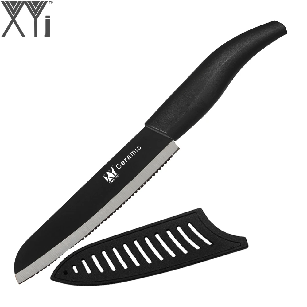 XYj 6" Santoku Ceramic Knife Used As Bread Knife High Density Serrated