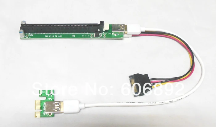 

Free Shipping PCI Express 1X to 16X Adapter PCI-E Riser Card Flexible Extension + USB3.0 Power Supply Cable 60CM