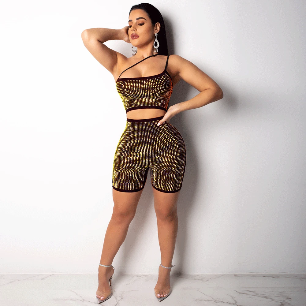

Hot Drilling Slim Playsuit Women Sexy Spaghetti Strap Bodycon Jumpsuit Night Club Party Female Body Playsuits