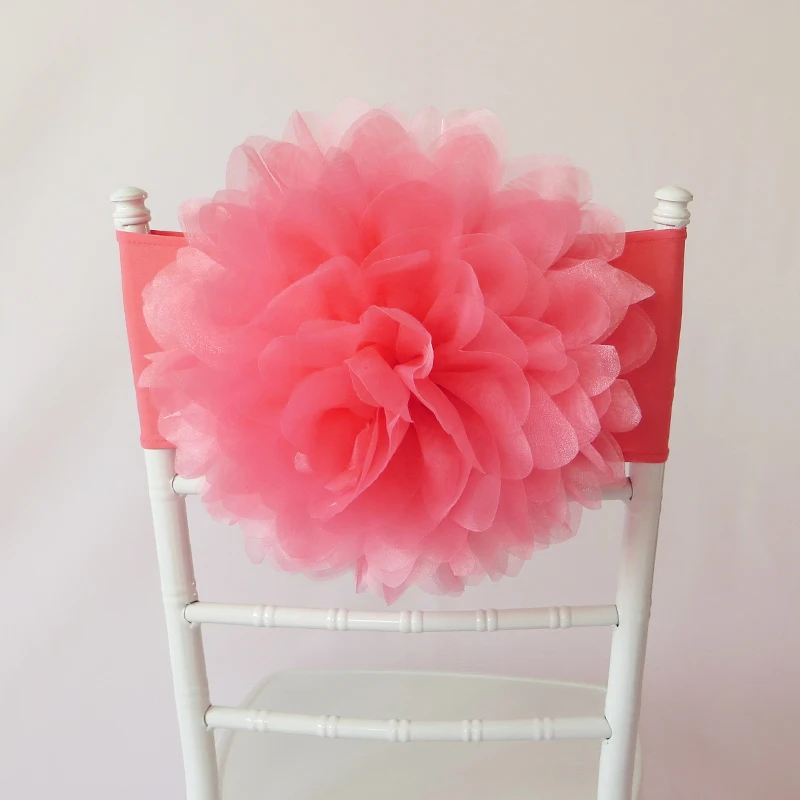 200 Pcs Coral Flower Chair Sash Croal Big Flower For Wedding Chair