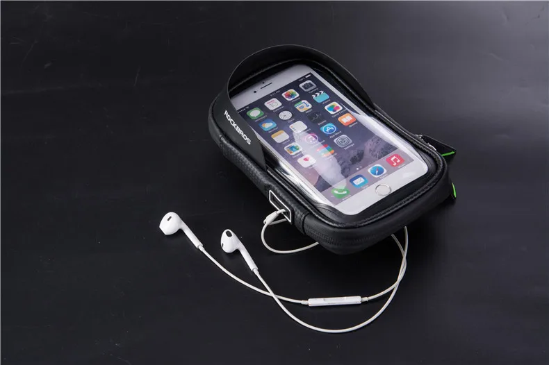 Perfect ROCKBROS Cycling Front Bag Bike Phone Mount Bicycle Holder Case MTB Handlebar Cradle 360 Degrees Rotatable Phone Bag 6.0 inch 8