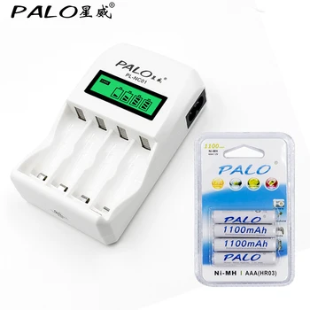 

Intelligent LCD display charger with 4 Slots for AA/AAA Battery Charger+4pcs aaa 1100mah NiMh Batteria rechargeable battery
