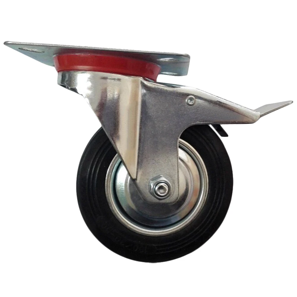 4x Swivel Caster Wheels Rubber Base with Top Plate Bearing Heavy Duty