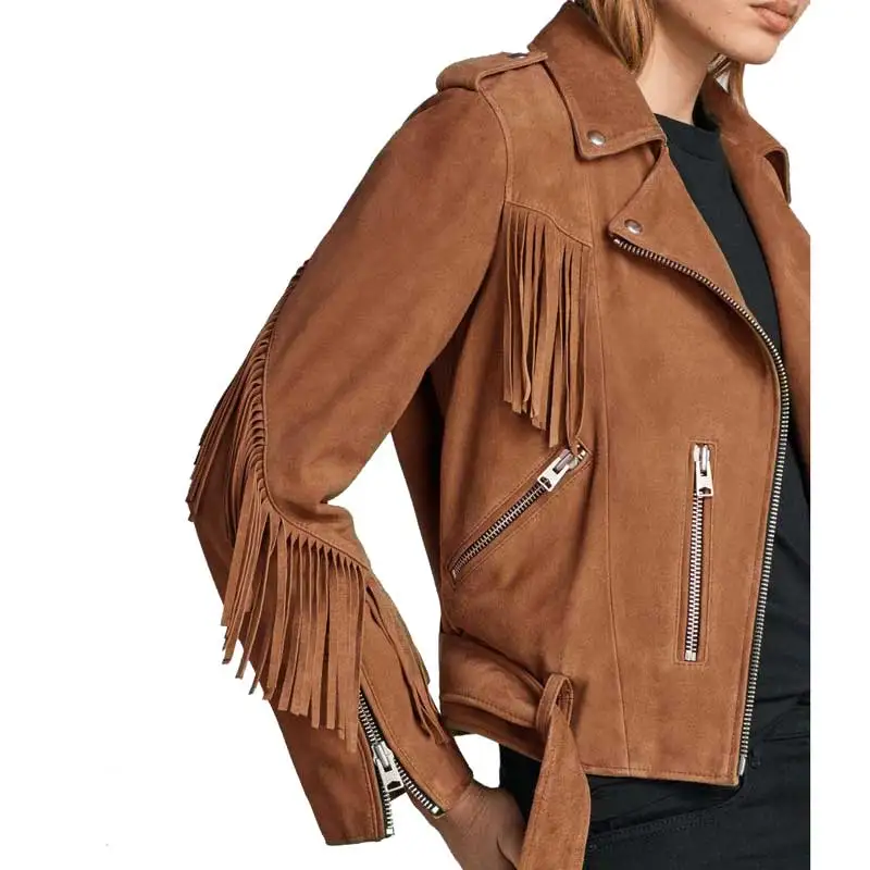 tan suede tassel jacket