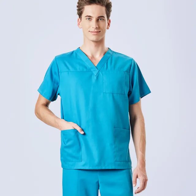 14 Colors Men's Scrubs Nursing Uniform Medical Workwear Classic Stylish