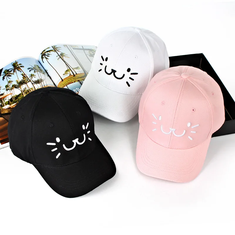 

Cartoon Cat Embroidery Baseball Cap Men Women Summer Snapback Hip Hop Cap Unisex Adjustable Breathable Cotton Hat