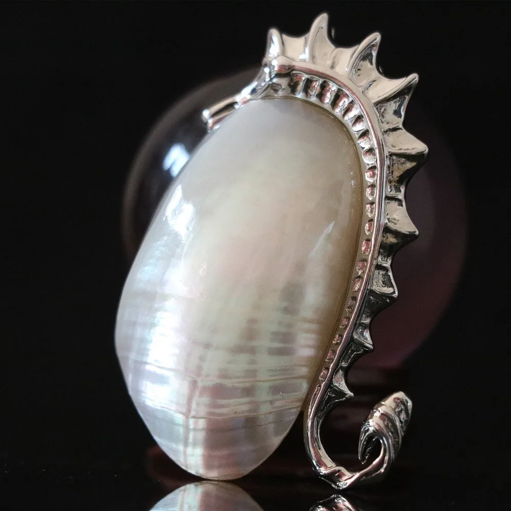 Popular natural white mother shell hippocampus 51*29mm animal design silver color purfle pendant B1143|pendant earring|pendant contactpendant angel |