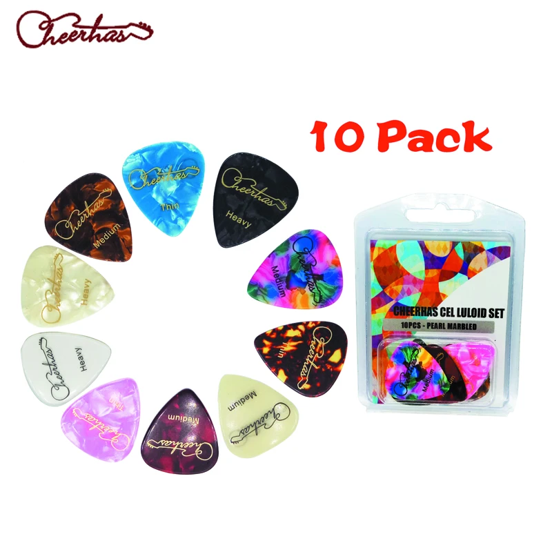 

Cheerhas pearloid celluloid pearl guitar pick plectrum with mixed thin medium heavy thickness