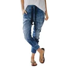 JAYCOSIN модные женские джинсы на шнурке с карманами, повседневные джинсовые мешковатые штаны-шаровары, прямые поставки 522W