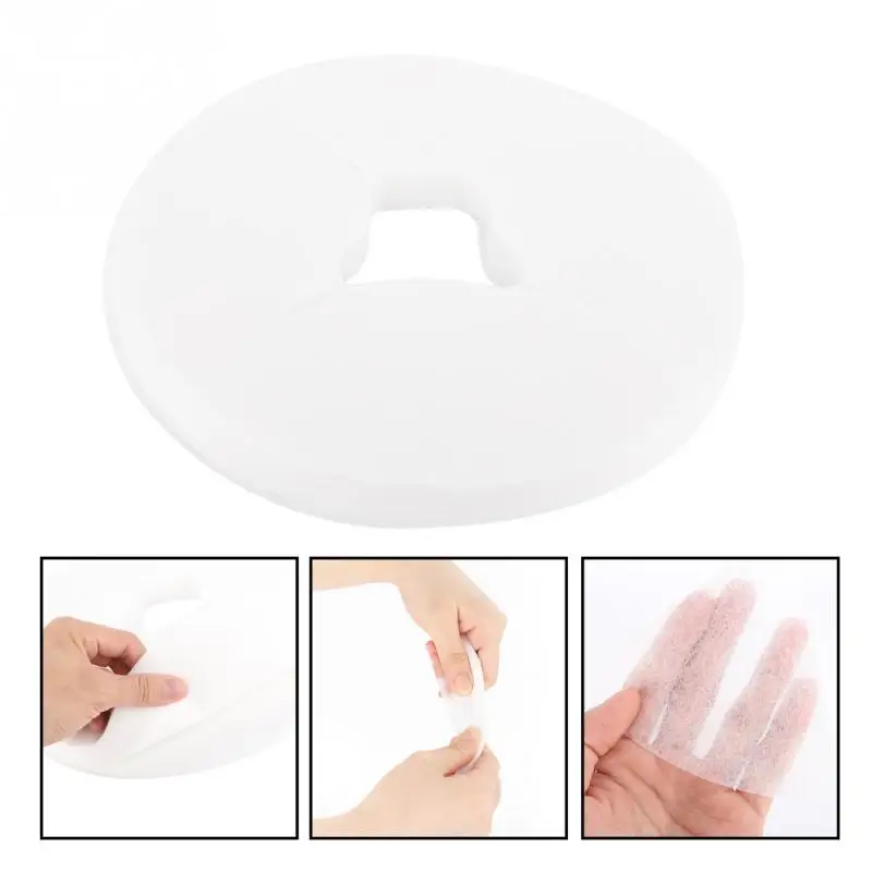 

100pcs/bag Non-woven Disposable Face Pad SPA Pillow Cover Salon Massage Bed Table Face Hole Cover Spa Massage Breathing Sheet