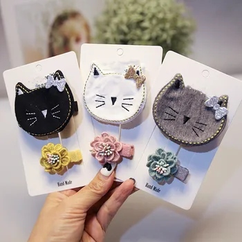 

Boutique ins 15sets Fashion Cute Glitter Bow Cat Hairpins Solid Floral Animal Hair Clips Princess Headwear Hair Accessories