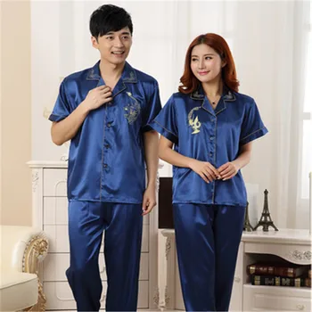 

Men and Women Satin Silk Thin Pajama Sets Couple Wedding Plus Size Pijama Long Sleeve Pajamas for Couple