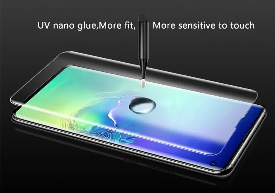 Для samsung Galaxy S10 S9 S8 Plus, Защитное стекло для экрана, ультрафиолет, полностью покрытое клеем, гелевое нано закаленное стекло для samsung S10 S10E