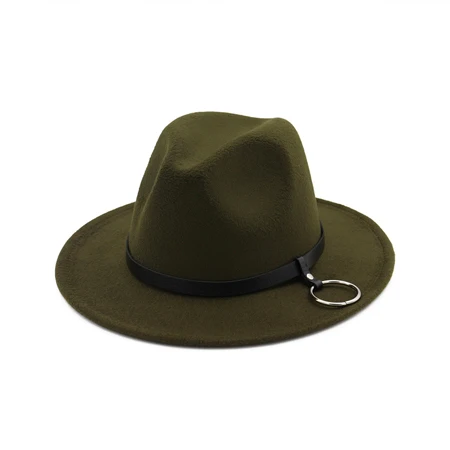 [DINGDNSHOW] бренд Fedora шляпа шерсть широкополый Теплая Зимняя кепка Женская Gorra Hombre женская шляпа Винтаж - Цвет: green adult