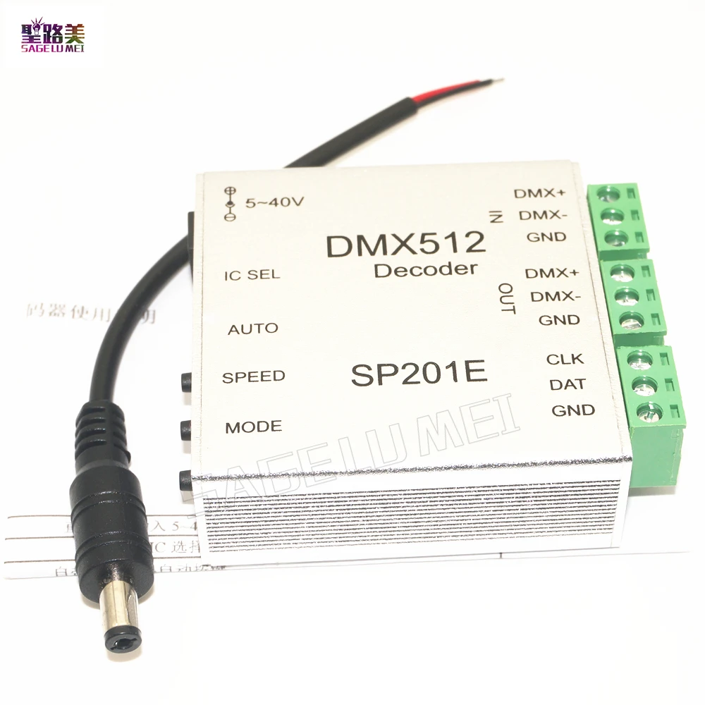 SP201E DMX512 светодиодный контроллер декодера поддерживает почти все виды светодиодный-DRIVER-IC RGB контроллер 2811 2812 6803 2801 APA102 лента