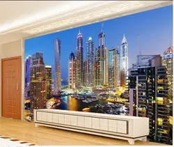 3d обои для комнаты Дубай ночной вид гостиная стены фон фото 3d обои 3d индивидуальные обои