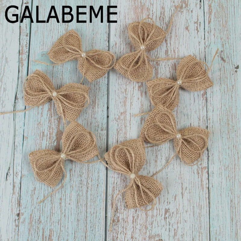 Galabeme 10 шт. DIY жемчужные джутовые мешковины Hessian бант банты шляпа аксессуары ремесло деревенский Свадебные украшения поставщик Ремесло Декор