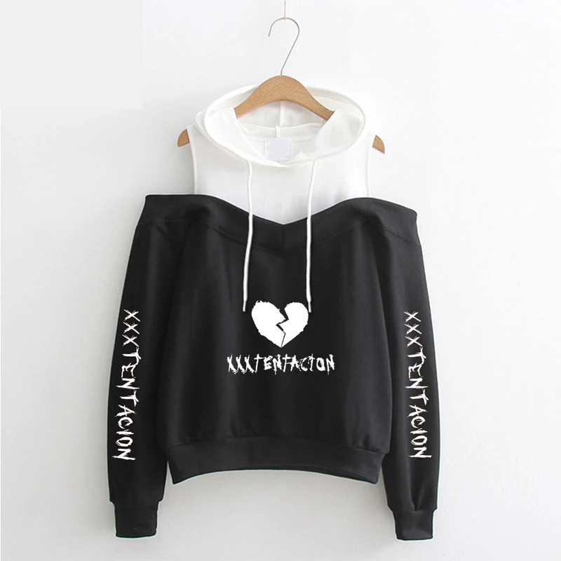

XXXTentacion Hoodie Kawaii Clothes Tops Women Hoodie Harajuku Sailor XXXTentacionShirt Off-shoulder sweatshirt Femme Girls Woman