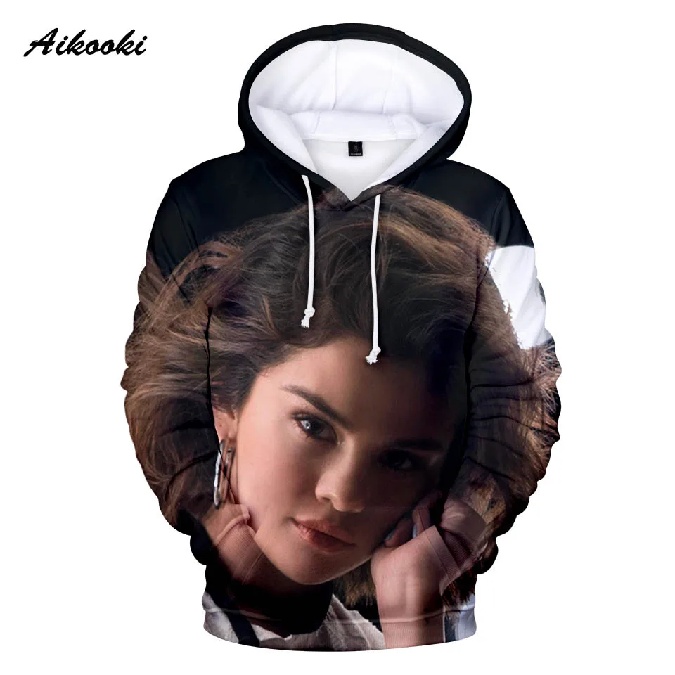 Aikooki 3D Selena Gomez толстовки для мужчин/женщин Толстовка Зимняя с капюшоном певица Selena Gomez модная одежда