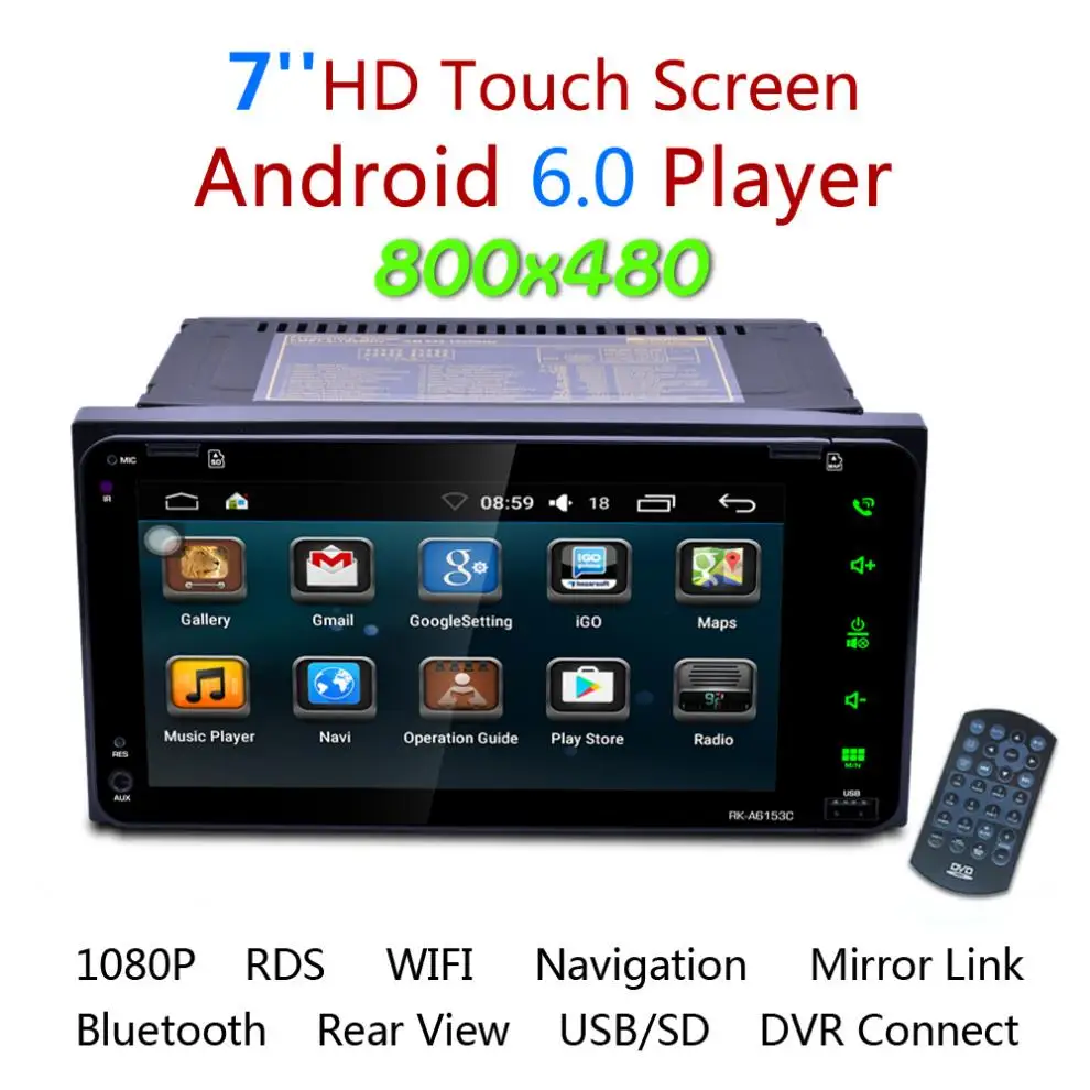 Best Android 6.0 System 7inch Car MP5 Multimedia Player Mobile Phone Interconnection GPS Bluetooth AM / FM / RDS Function for Toyota 0