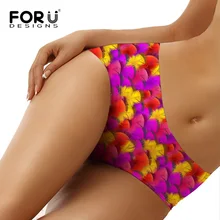 FORUDESIGNS/купальники танкини, Плавки бикини, Цветные Трусики с принтом перьев, бразильские трусики, стринги, купальник, шорты для женщин
