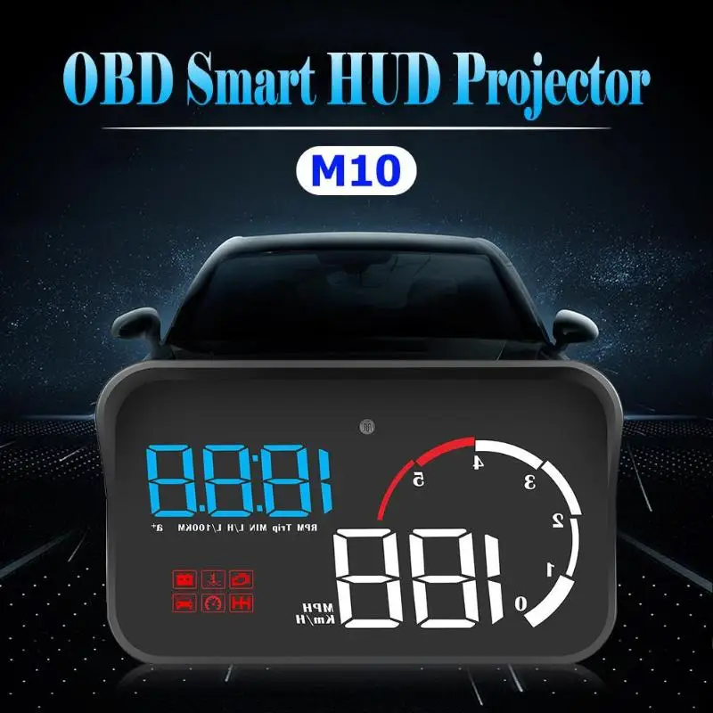 M10 автомобиля HUD Дисплей авто-Стайлинг Hud Дисплей превышение скорости Предупреждение лобовое стекло будильник с прожектором Системы Универсальный прожектор