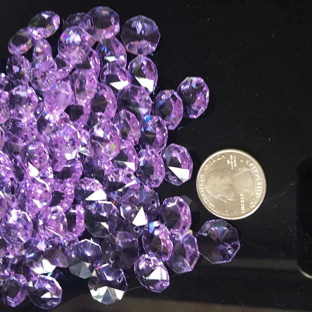 

20Pcs Purple 14MM Octagon Beads Crystal Chandelier Part Lamp Prism Jewelry DIY