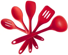 5Pcs/set Red Kitchen Silicone Utensils Set Tableware Cooking Tools Gadgets Organizer For Household Kitchen Accessories Supplies
