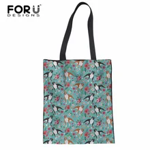 FORUDESIGNS/большой Ёмкость Стаффордширский терьер холст сумка хлопка многоразовый мешок Для женщин пляжные Сумки сумки