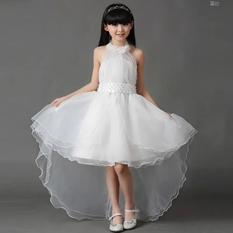 2018 New Girls High Quality Pearls Flower Wedding Party Princess Dress 2 10 Age Kids Long Hem