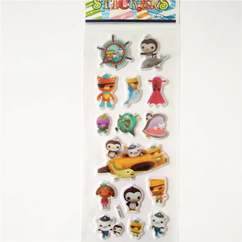 6 sheets 3D Octonauts Puffy Stickers Scrapbooking Luggage Laptop Bubble Stickers Emoji Reward Kid Children Toys Factory sale
