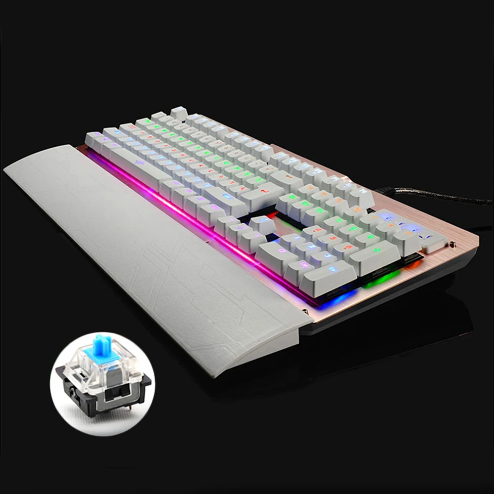 

Backlit Game Gaming Mechanical Keyboard with Wired USB Port Blue Switch LED Teclado Gamer Anti-ghosting Russian sticker