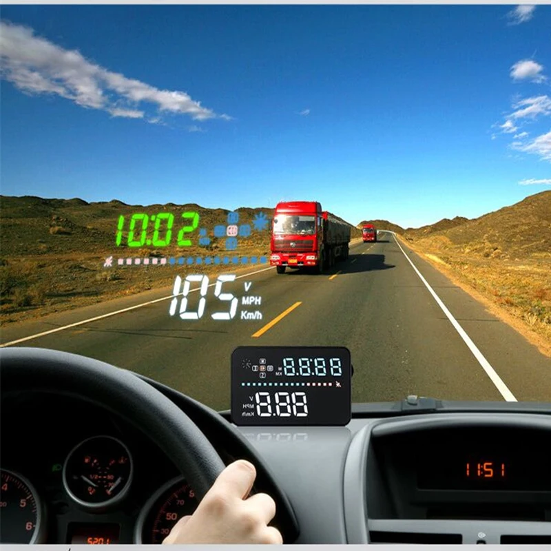 

Car-styling hud universal A3 GPS Head up Display Vehicle alarm security stystem vs OBDII car windshield project driving