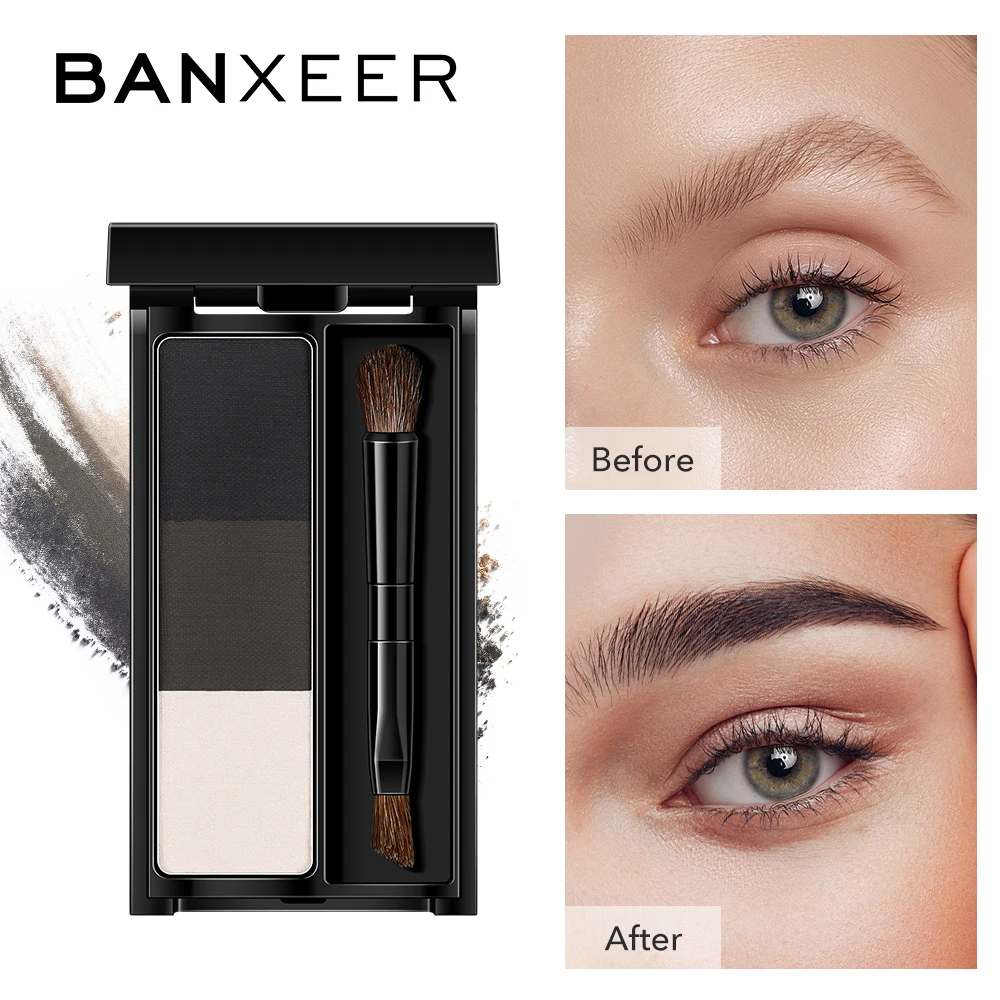 

BANXEER 3 Colors Eyebrow Powder Palette Eye Brow Makeup Kit For Brows And High Nose Waterproof Long Lasting Eyebrow